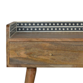 Bone Inlay Console Table Dot Gallery Back Dark Wood