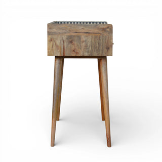 Bone Inlay Console Table Dot Gallery Back Dark Wood