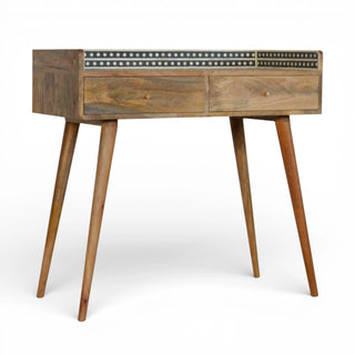 Bone Inlay Console Table Dot Gallery Back Dark Wood