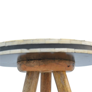 Bone Inlay Stool Honeycomb Round Top Natural Wood Tripod