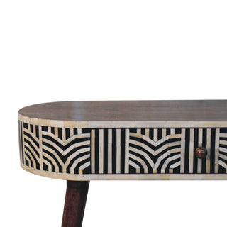 Edessa Bone Inlay Console Table Art Deco Oval Black White