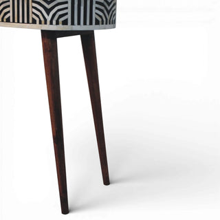 Edessa Bone Inlay Console Table Art Deco Oval Black White