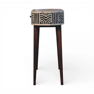 Edessa Bone Inlay Console Table Art Deco Oval Black White