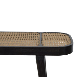 Larissa Rattan Console Table Woven Cane Top Carbon Black Splayed Legs Natural Rattan