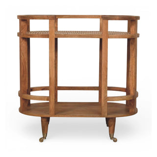 Isla Rattan Coffee Table Butler Trolley Castor Wheels Woven Shelf Natural Rattan