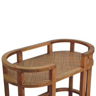Isla Rattan Coffee Table Butler Trolley Castor Wheels Woven Shelf Natural Rattan