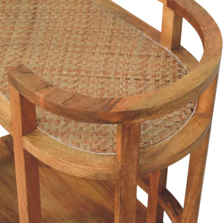 Isla Rattan Coffee Table Butler Trolley Castor Wheels Woven Shelf Natural Rattan