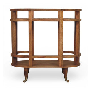 Isla Rattan Coffee Table Butler Trolley Castor Wheels Woven Shelf Natural Rattan