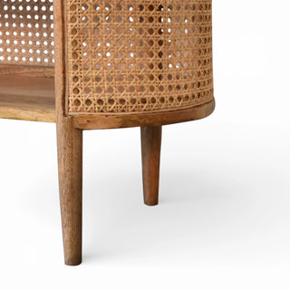 Larissa Rattan Sideboard Curved Cane Body Open Shelves Rounded Ends Natural Rattan