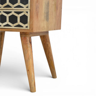 Bone Inlay Bedside Table with 2 Drawers | Solid Mango Wood