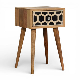 Mini Bone Inlay Bedside Table | Solid Mango Wood