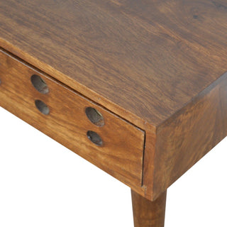 Gold Cut-Out Chestnut Bedside Table | 1 Drawer Nordic Legs