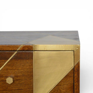 Gold Geometric Bedside Table | Chestnut Mango Wood