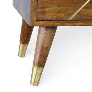 Gold Geometric Bedside Table | Chestnut Mango Wood