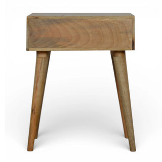 Grey Cement & Gold Inlay Bedside Table | Solid Mango Wood