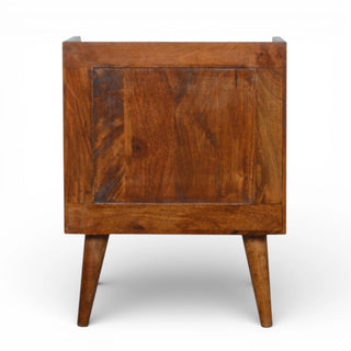Gold Abstract Inlay Bedside Table | Chestnut Mango Wood