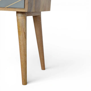 Grey Cement & Gold Inlay Bedside Table | Solid Mango Wood