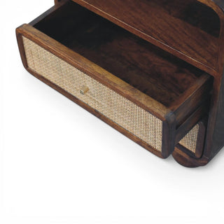 Chestnut Rattan Nightstand with 2 Drawers | Solid Mango Wood
