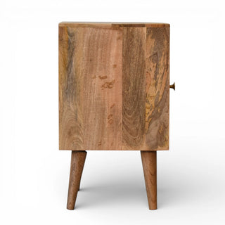 Rattan Bedside Table with Petal Design | Solid Mango Wood