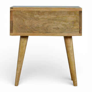 Floral Grey Bone Inlay Bedside Table | Solid Mango Wood