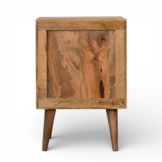 Rattan Bedside Table with Petal Design | Solid Mango Wood