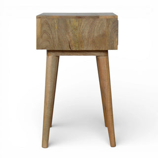 Grey Cement & Gold Inlay Bedside Table | Solid Mango Wood
