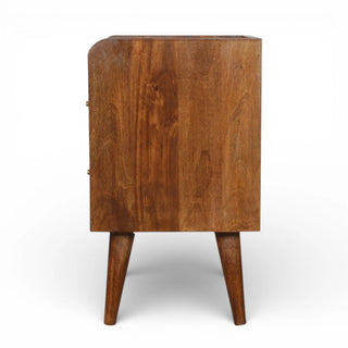 Gold Abstract Inlay Bedside Table | Chestnut Mango Wood