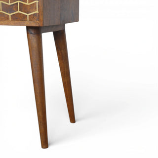 Gold Pattern Bedside Table | Chestnut Mango Wood