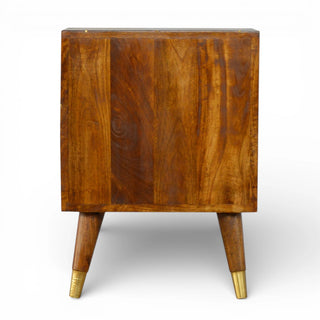 Gold Geometric Bedside Table | Chestnut Mango Wood