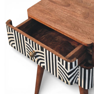Honey Caramel Bone Inlay Bedside Table | 2-Drawer