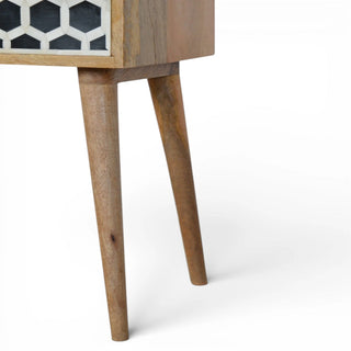 Bone Inlay Bedside Table | Single Drawer | Solid Mango Wood