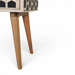 Honeycomb Bone Inlay Bedside Table | Solid Mango Wood