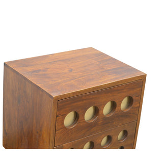 Gold Cut-Out Front Bedside Table | Chestnut Mango Wood