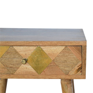 Gold Brass Inlay Bedside Table | 1 Drawer Scandinavian Legs