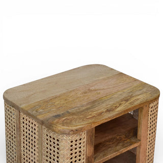 Open Rattan Bedside Table | Solid Mango Wood