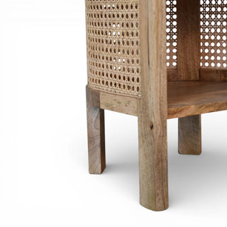 Slim Open Rattan Bedside Table | Solid Mango Wood