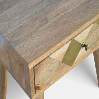 Gold Brass Inlay Bedside Table | 1 Drawer Scandinavian Legs
