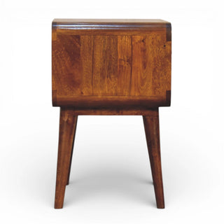 Gold Carved Front Bedside Table | Eden Curved Chestnut