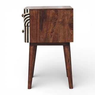 Honey Caramel Bone Inlay Bedside Table | 2-Drawer