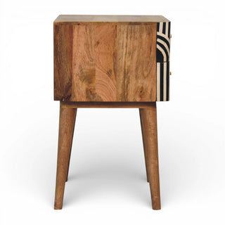 Edessa Bone Inlay Bedside Table | 2-Drawer | Solid Mango Wood