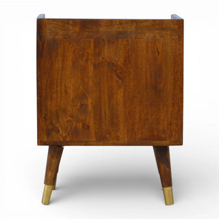 Gold Front Bedside Table with Open Shelf | Chestnut Finish