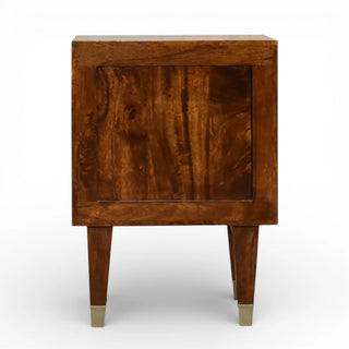 Gold Sunburst Front Bedside Table | Eden Chestnut