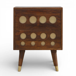 Gold Cut-Out Front Bedside Table | Chestnut Mango Wood