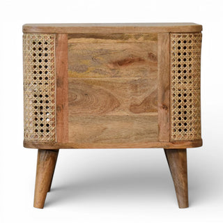 Open Rattan Bedside Table | Solid Mango Wood