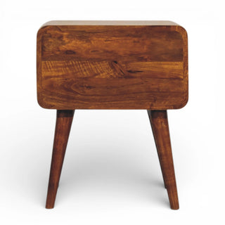 Gold Carved Front Bedside Table | Eden Curved Chestnut