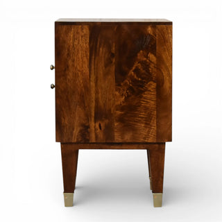 Gold Sunburst Front Bedside Table | Eden Chestnut