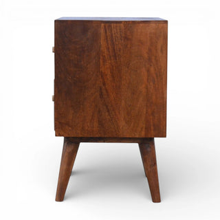 Gold Pattern 2 Drawer Bedside Table | Chestnut Mango Wood