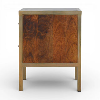 Gold Frame Bedside Table with 2 Drawers | Solid Wood