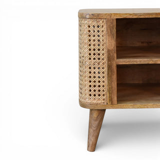 Open Rattan Bedside Table | Solid Mango Wood
