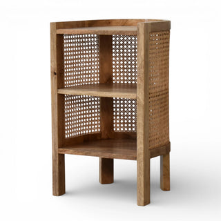 Slim Open Rattan Bedside Table | Solid Mango Wood